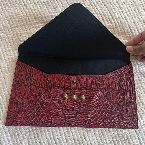 Coco & Tres Clutch Womens Envelope Wallet Faux Snakeskin Pattern Purse Bag - Picture 3 of 7